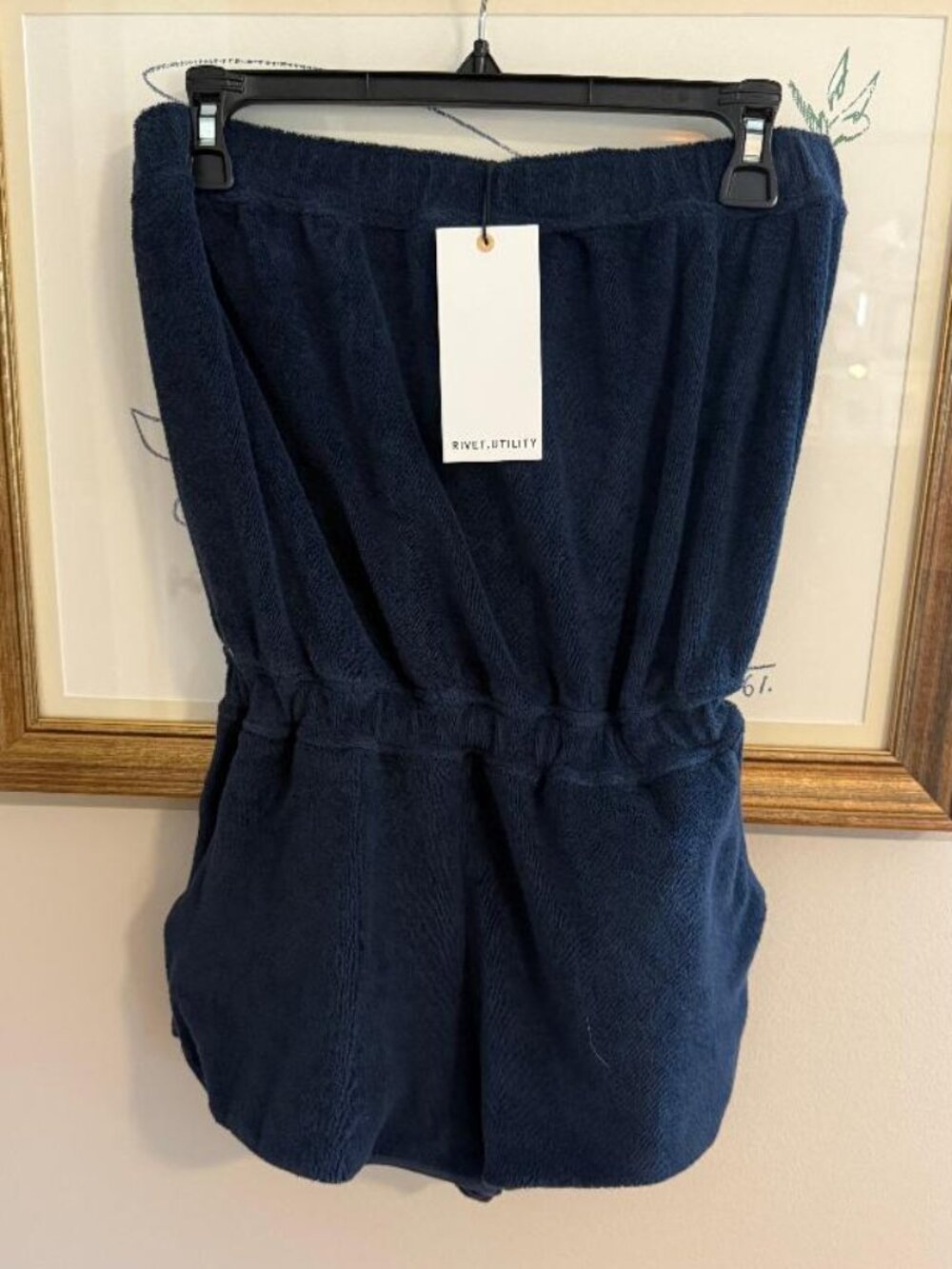 NWT Rivet Utility Terry Romper in Navy size S